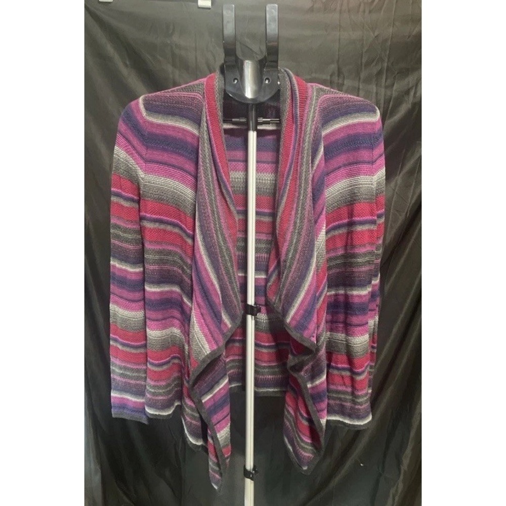 Vintage Lauren Ralph Lauren LRL Linen Blend Striped Open Front Cardigan S